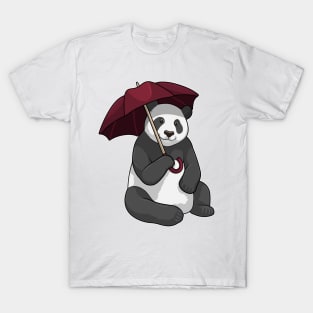 Panda at Rain with Umbrella T-Shirt